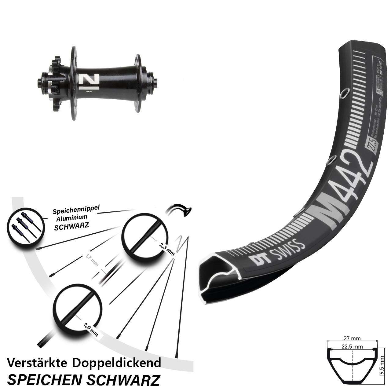 DT Swiss M 442 Novatec D791SB 28 Zoll Vorderrad 6-Loch für Schnellspanner
