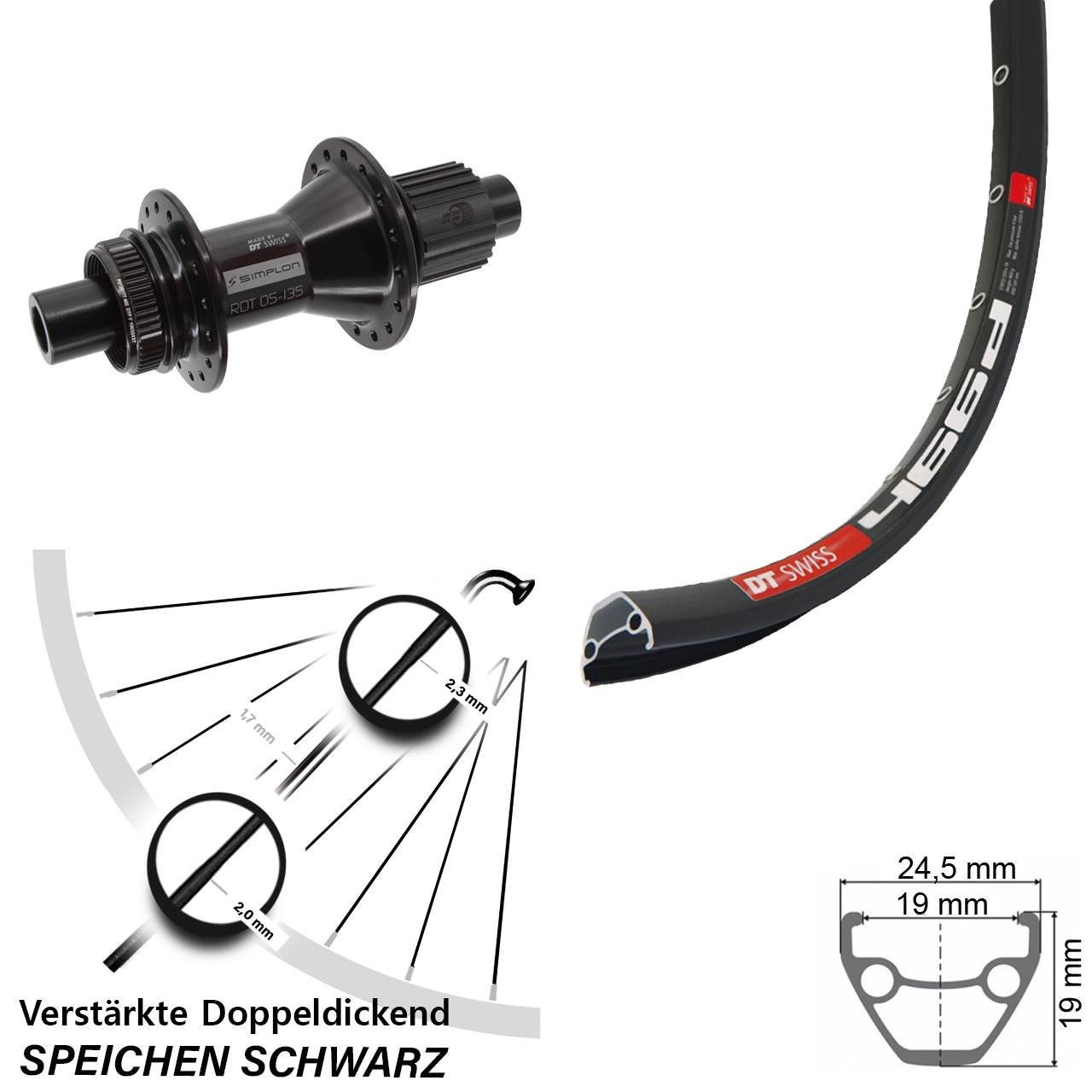 29 Zoll DT Swiss 466d DT Swiss 370 Hybrid Disc Laufrad 12x142 Micro Spline
