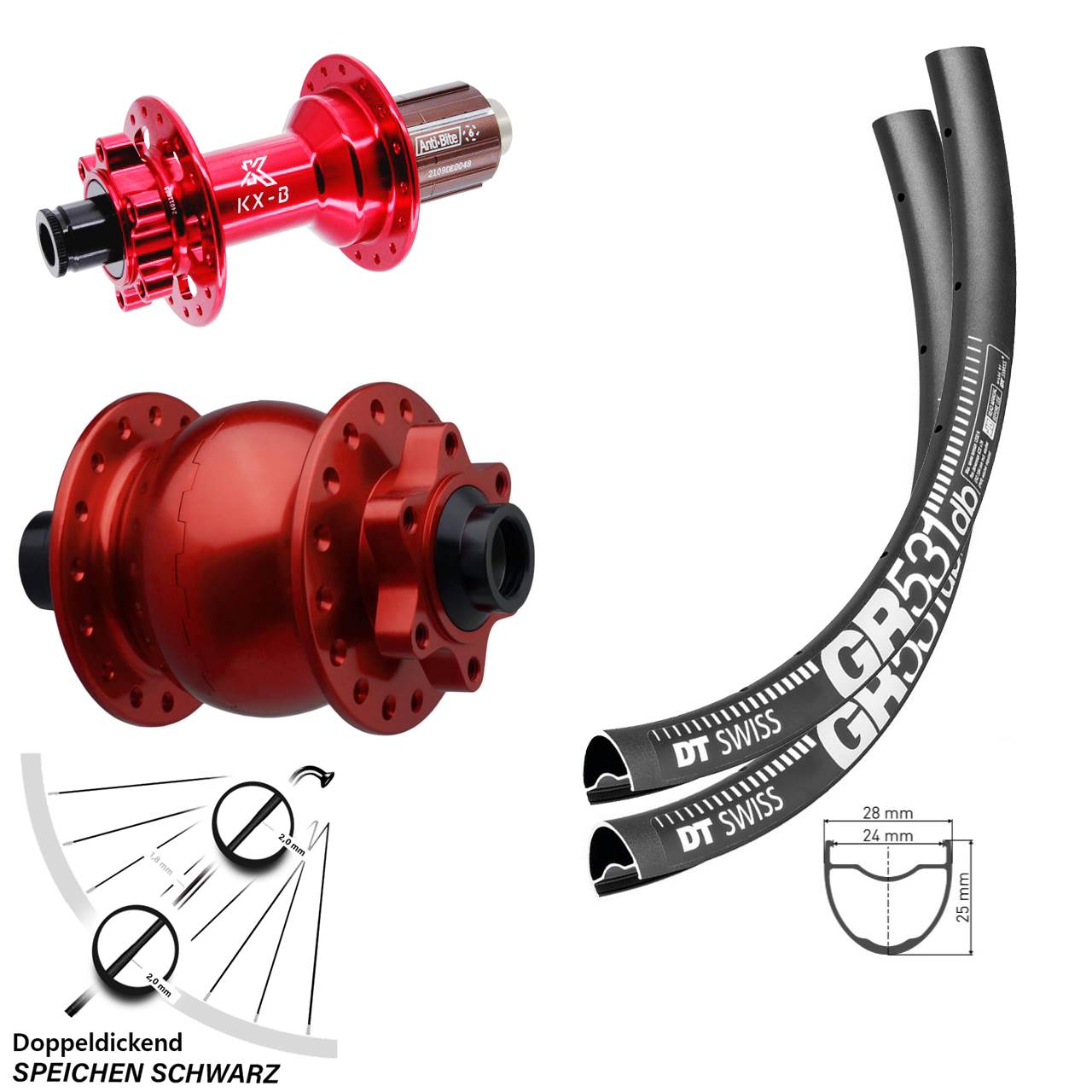 Disc Laufradsatz 650B DT Swiss GR 531 KX-B rot SON 28 8-12 fach HG 15x110 12x148