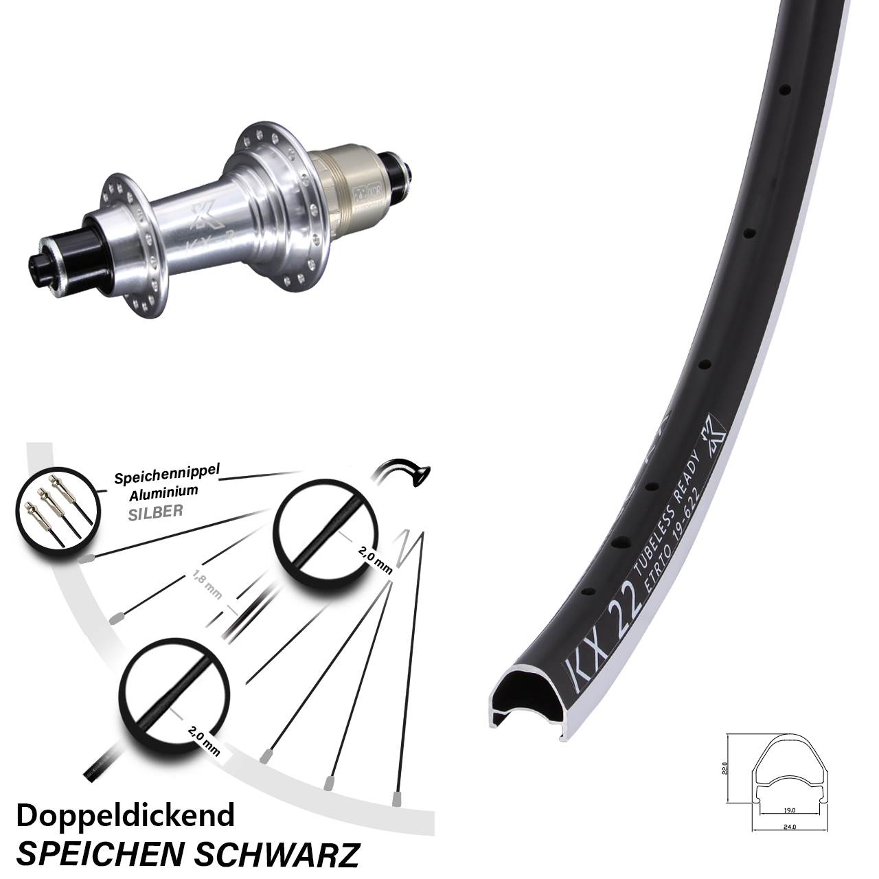 Hinterrad QR 28 Zoll KX 22 KX-R XDR