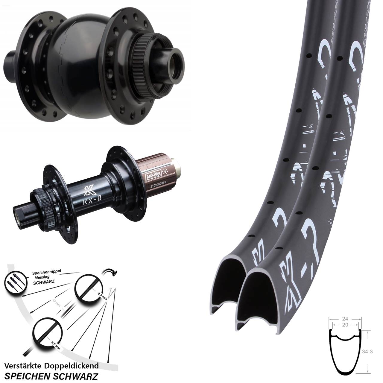 Laufradsatz Centerlock 15x110 12x148 28-29 Zoll KX-BR Road SON 28 8-12 fach