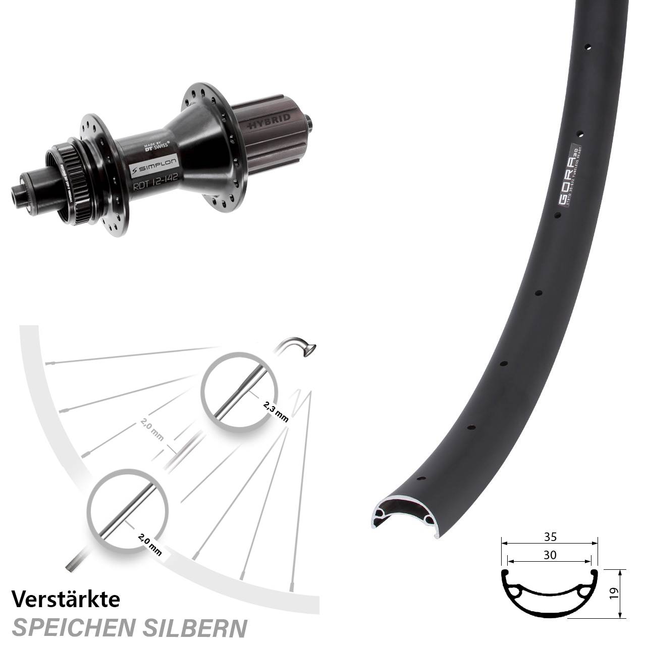 Gora 30 DT Swiss 370 Hybrid 27,5 Zoll Disc Laufrad für Schnellspanner 8-11 fach HG