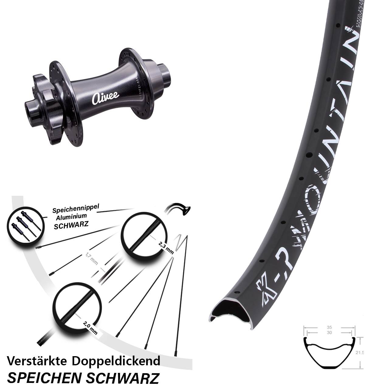Boost Vorderrad 6-Loch 15x110 27,5 Zoll KX-R Mountain Aivee