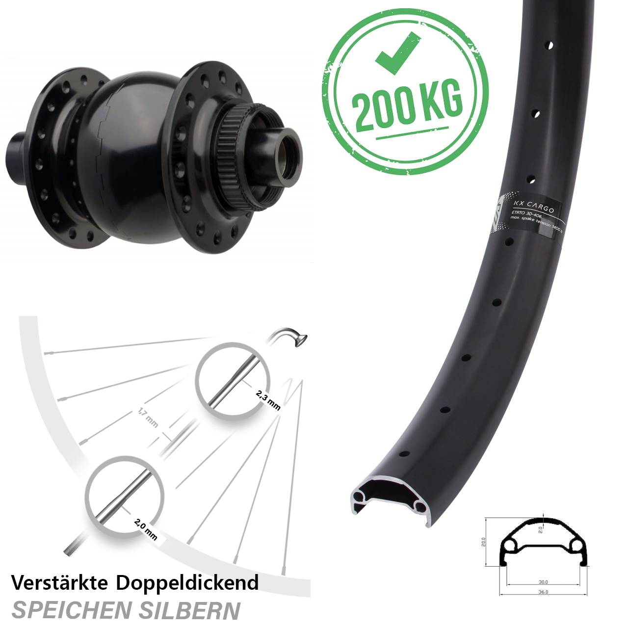 Centerlock 29 Zoll Vorderrad mit Dynamo KX Cargo SON 28 15x110 Boost