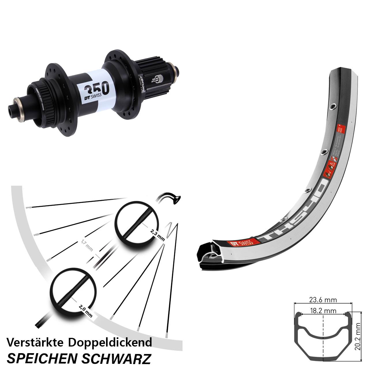 Hinterrad QR 28 Zoll DT Swiss TK540-350 Micro Spline