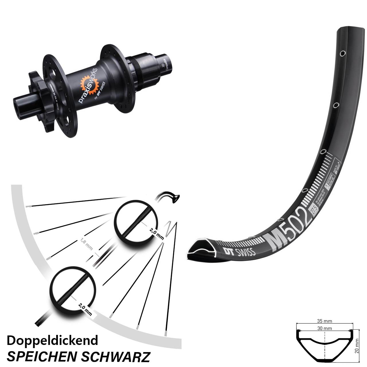 29 Zoll Hinterrad DT Swiss 350 Sram XD und M 502