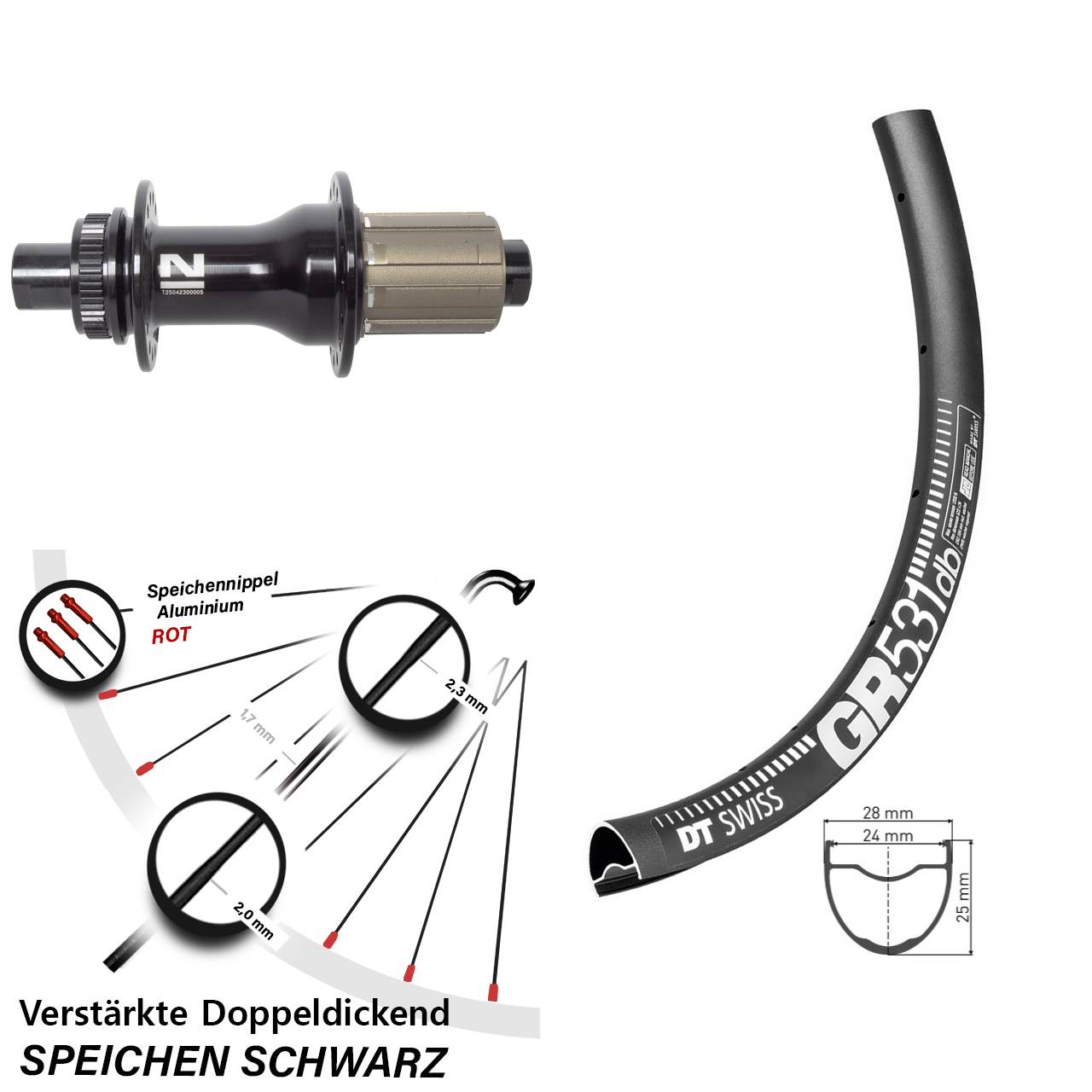 27,5 Zoll DT Swiss GR531 Novatec D792 Hinterrad Centerlock 12x142 8-12 fach HG