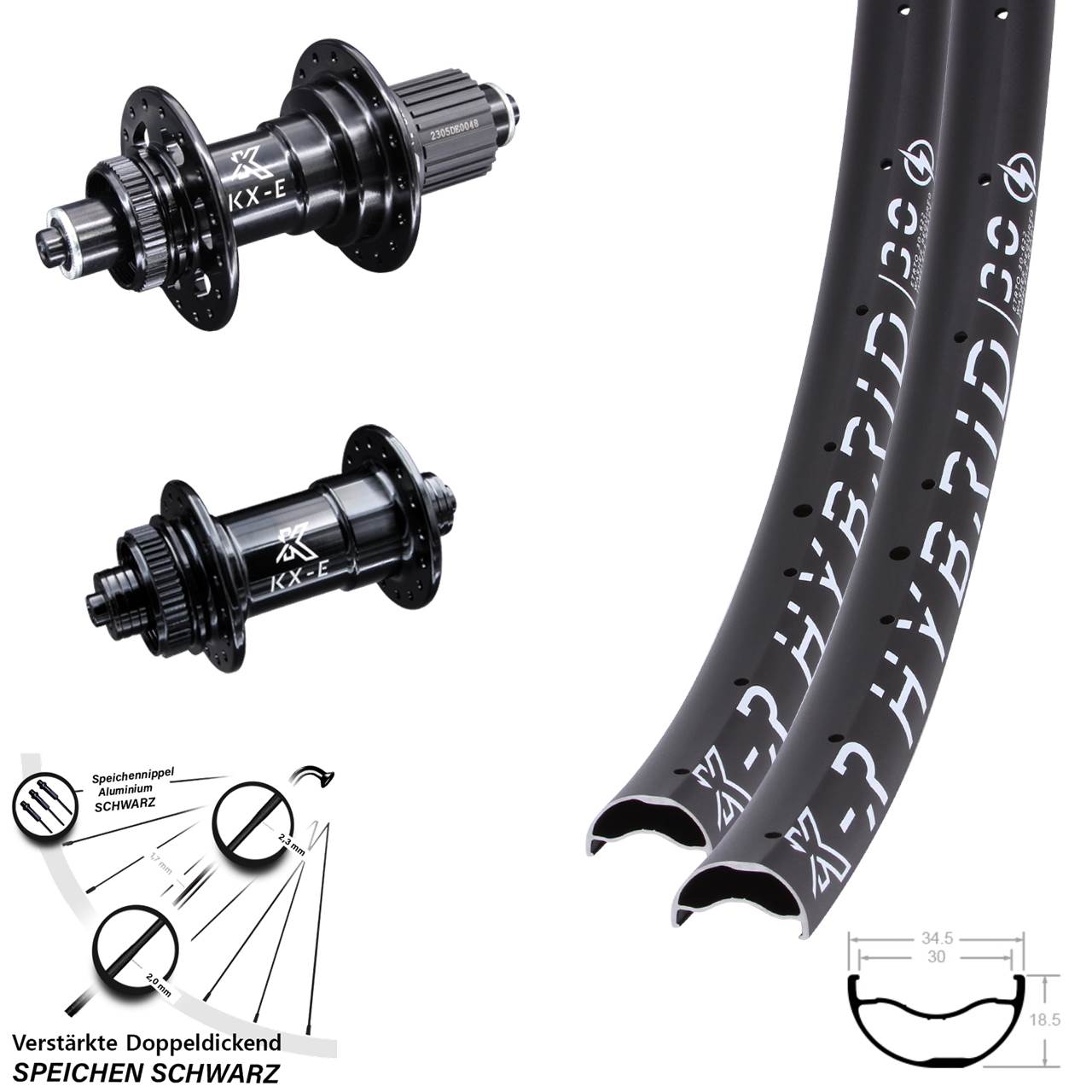 Laufrad-Satz QR 29 Zoll KXR-E Hybrid 30 Shimano Micro Spline