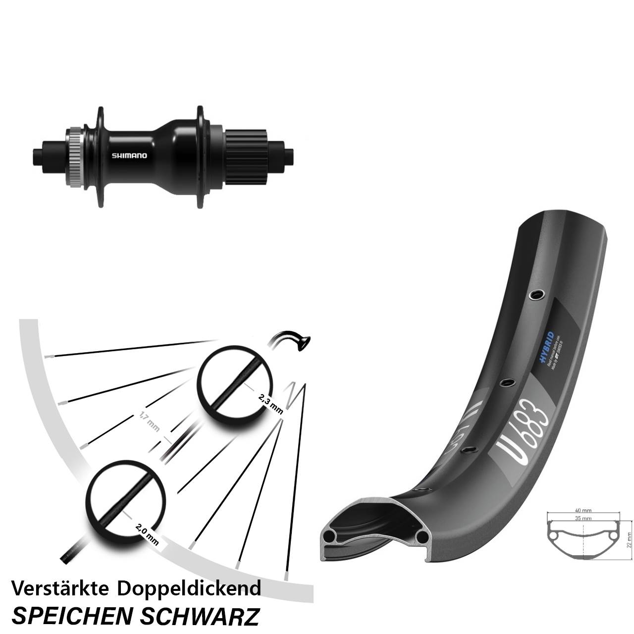 27,5 Zoll DT Swiss U683 Shimano FH-QC500-MS Hinterrad Centerlock QR Micro Spline