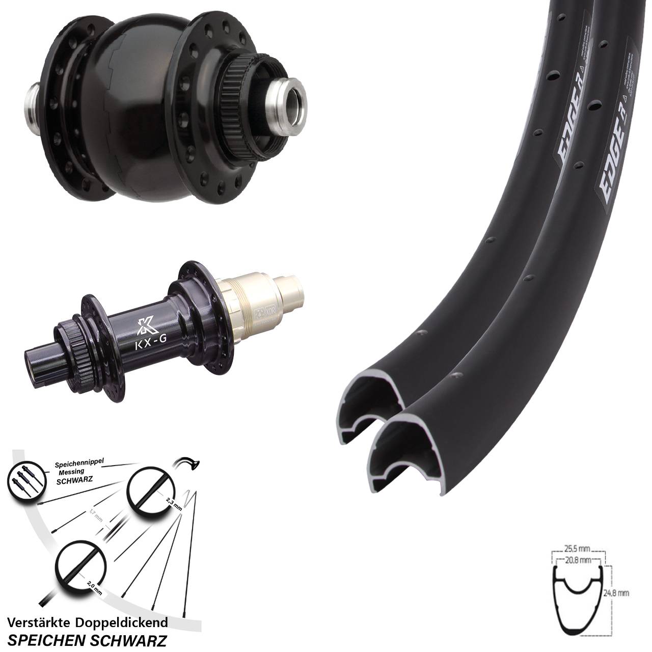 Ryde Edge R25 Offset KX-G SON 28 Zoll Disc Laufradsatz 12x100/142 XD XDR