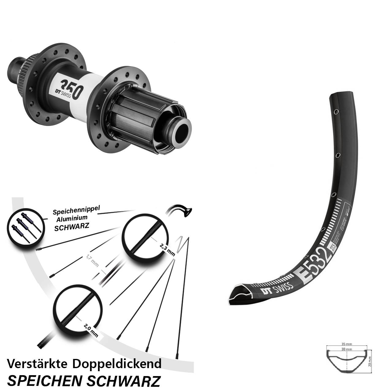Boost Disc Laufrad 12x148 27,5 Zoll DT Swiss E 532-350 8-11 fach HG