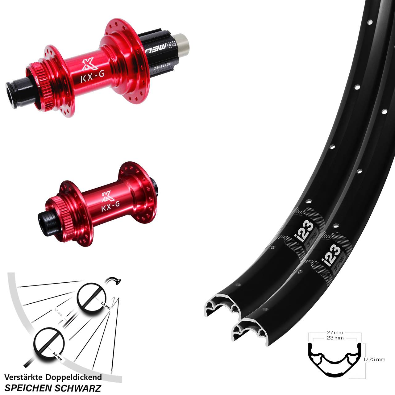 WTB i23 KX-G rot 28 Zoll Laufradsatz Centerlock 15x100 12x142 Campagnolo N3W