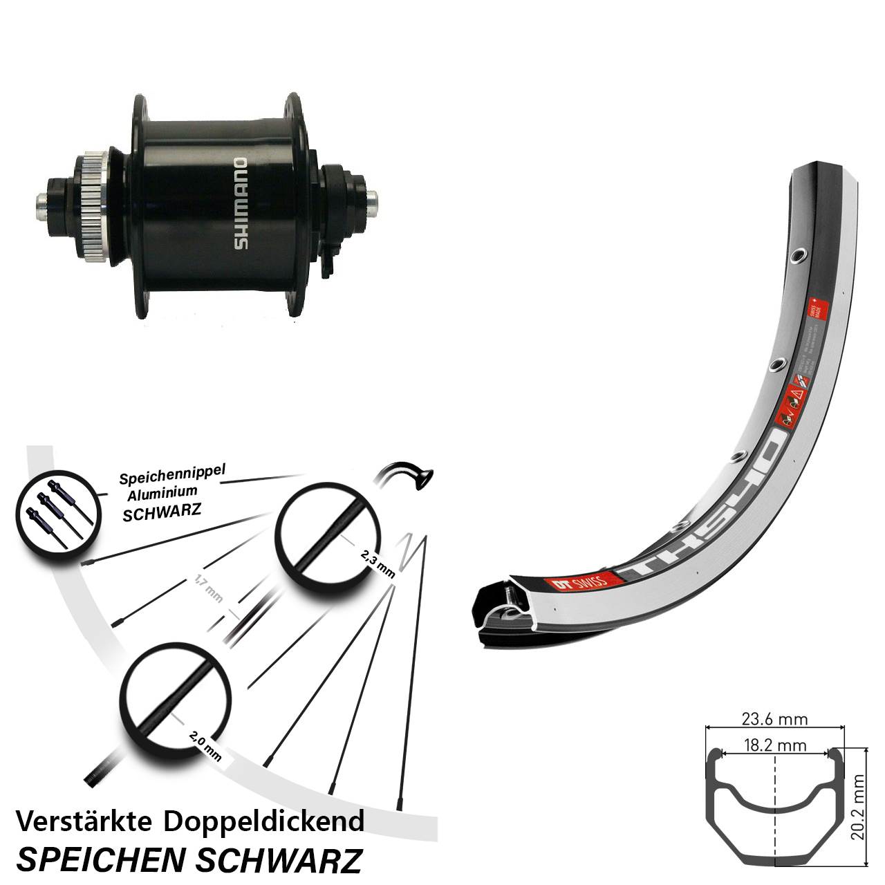 Shimano DH-UR700 DT Swiss TK 540 Vorderrad 28 Zoll