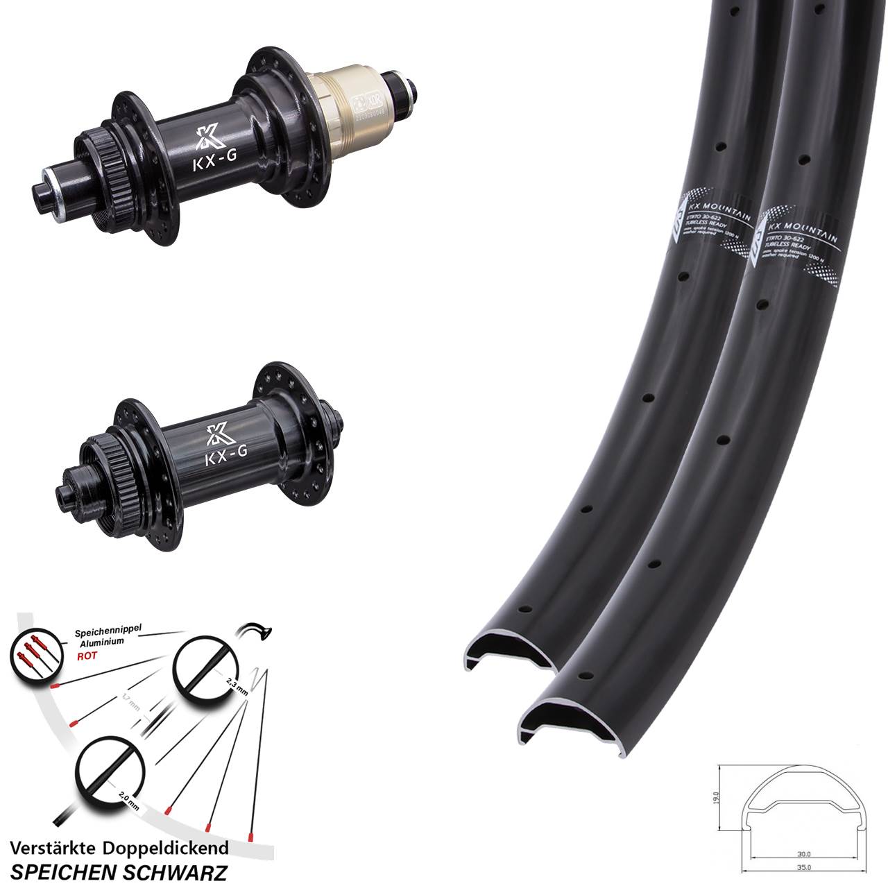29 Zoll KX-G Mountain TR Disc Laufradsatz QR SRAM XDR