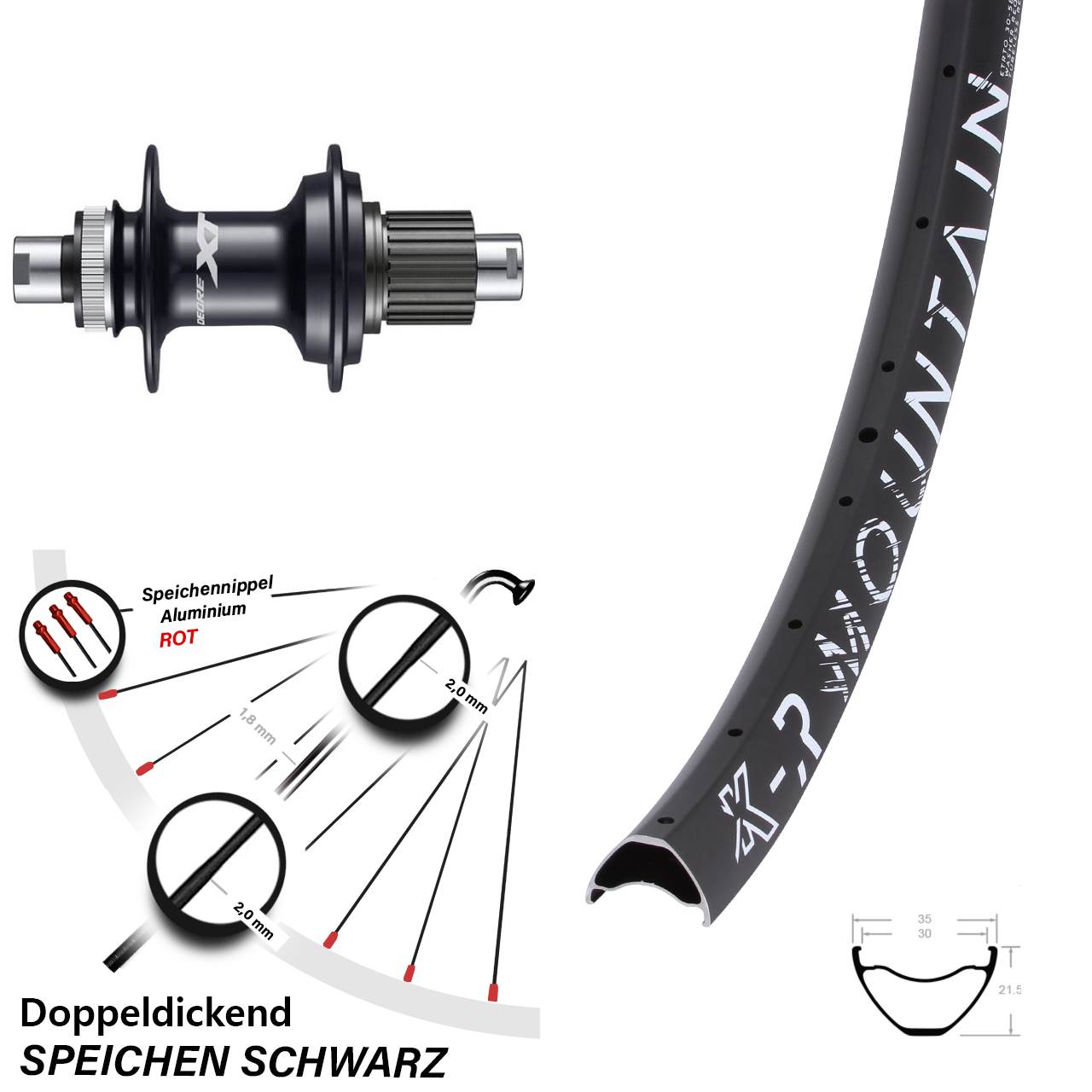 Centerlock Hinterrad 27,5 Zoll KX-R Mountain Shimano FH-M8110 Micro Spline 12x142