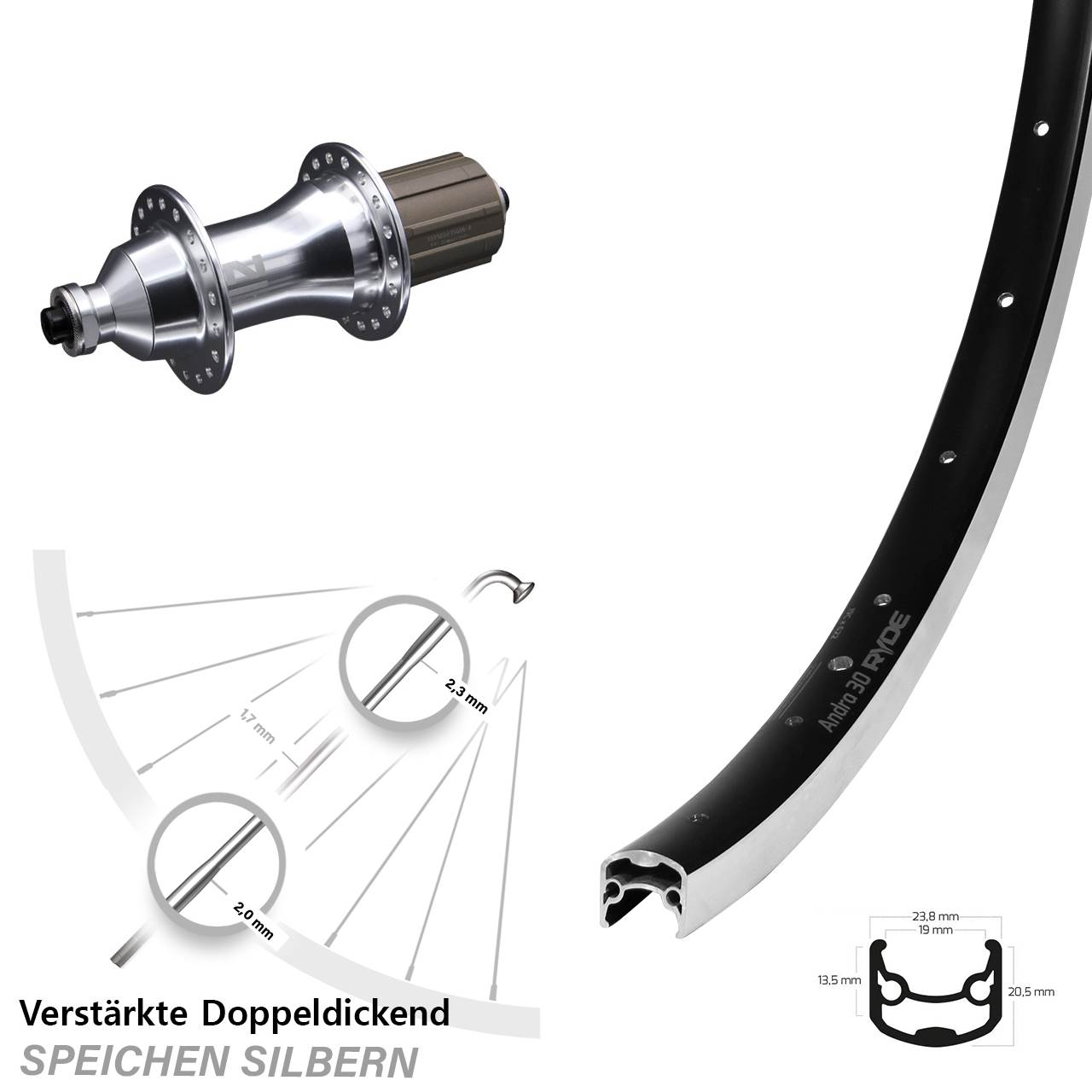 Hinterrad für Schnellspanner 28 Zoll Ryde Andra 30 Novatec F162SB 8-12 fach