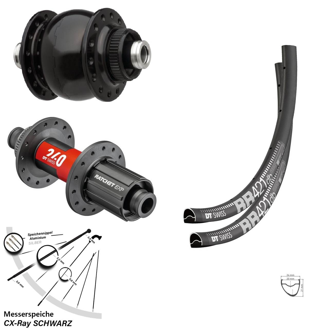 Disc Laufradsatz 12x100/142 28 Zoll DT Swiss RR421-240 EXP Road SONdelux 11-12 fach CX-Ray