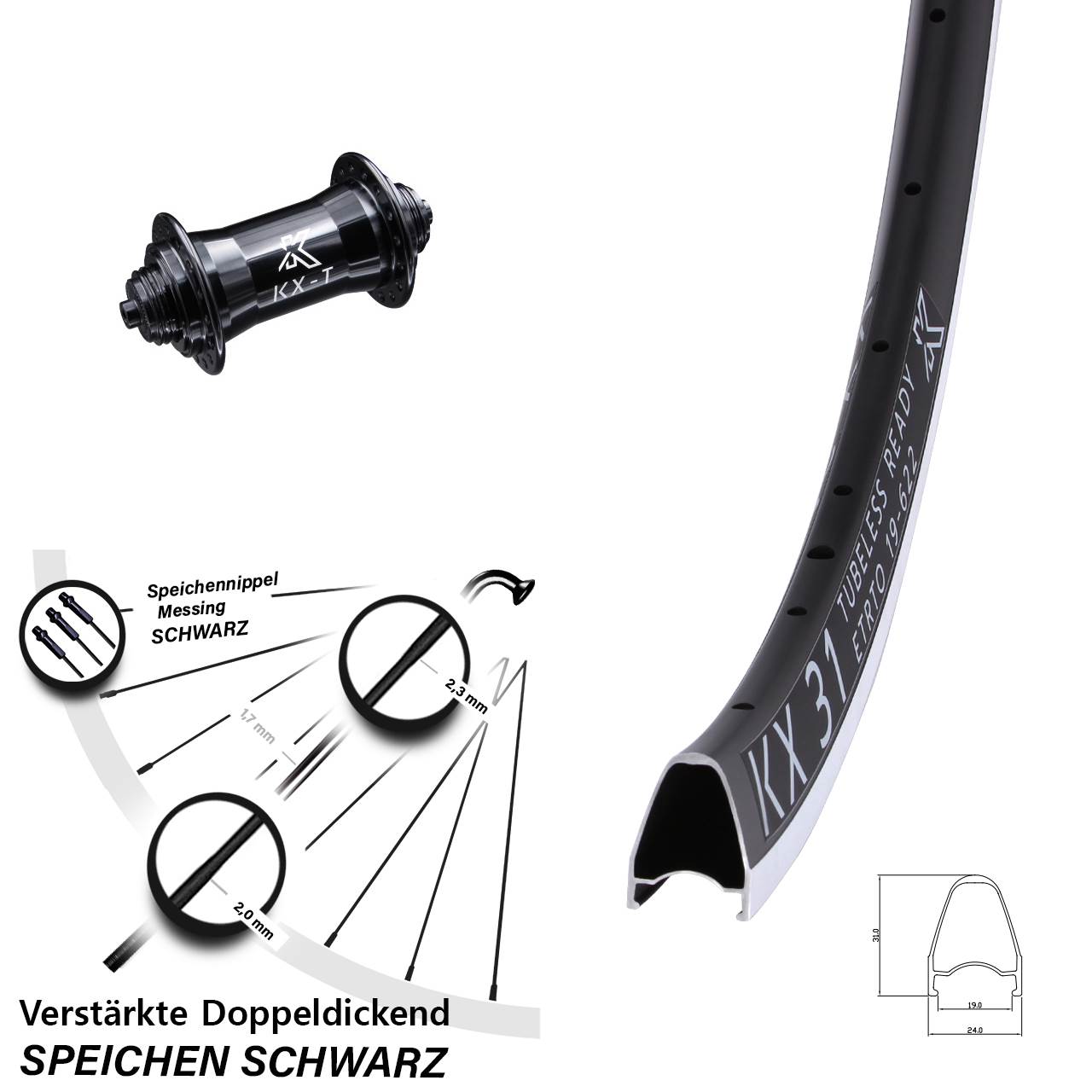 KX-T 31 28 Zoll Vorderrad für Schnellspanner