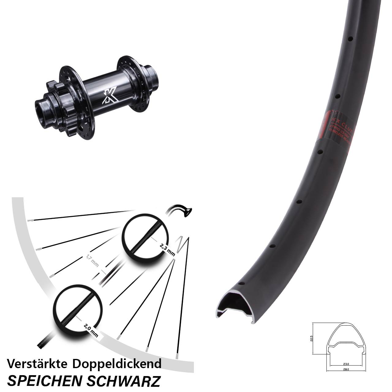 6-Loch Vorderrad 20x110 27,5 Zoll KX-M Clue