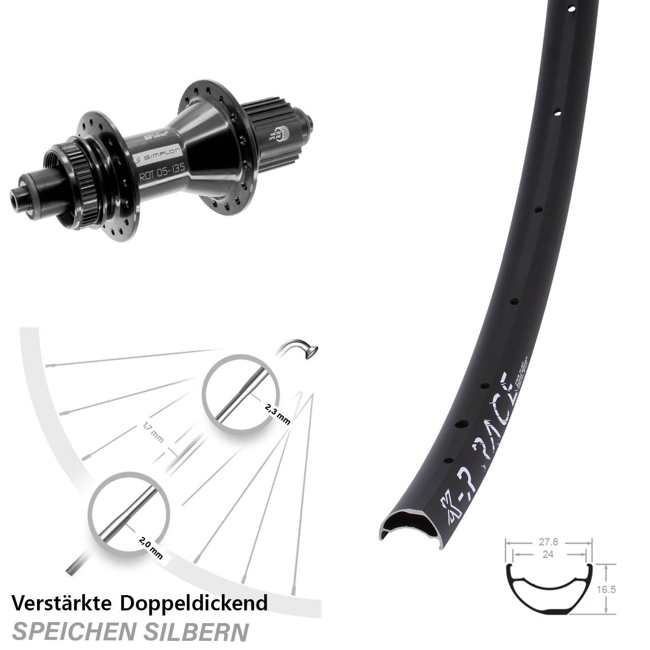 Disc Hinterrad QR 29 Zoll KX-R Race DT Swiss 370 Hybrid Micro Spline