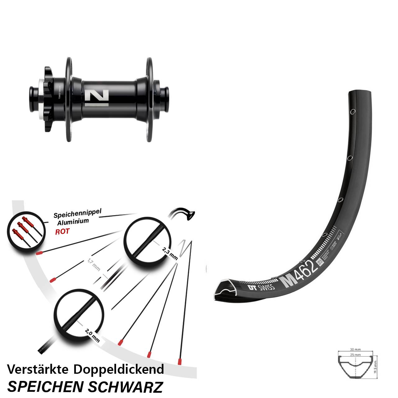 Boost 6-Loch Vorderrad 15x110 650B DT Swiss M 462 Novatec D041SB
