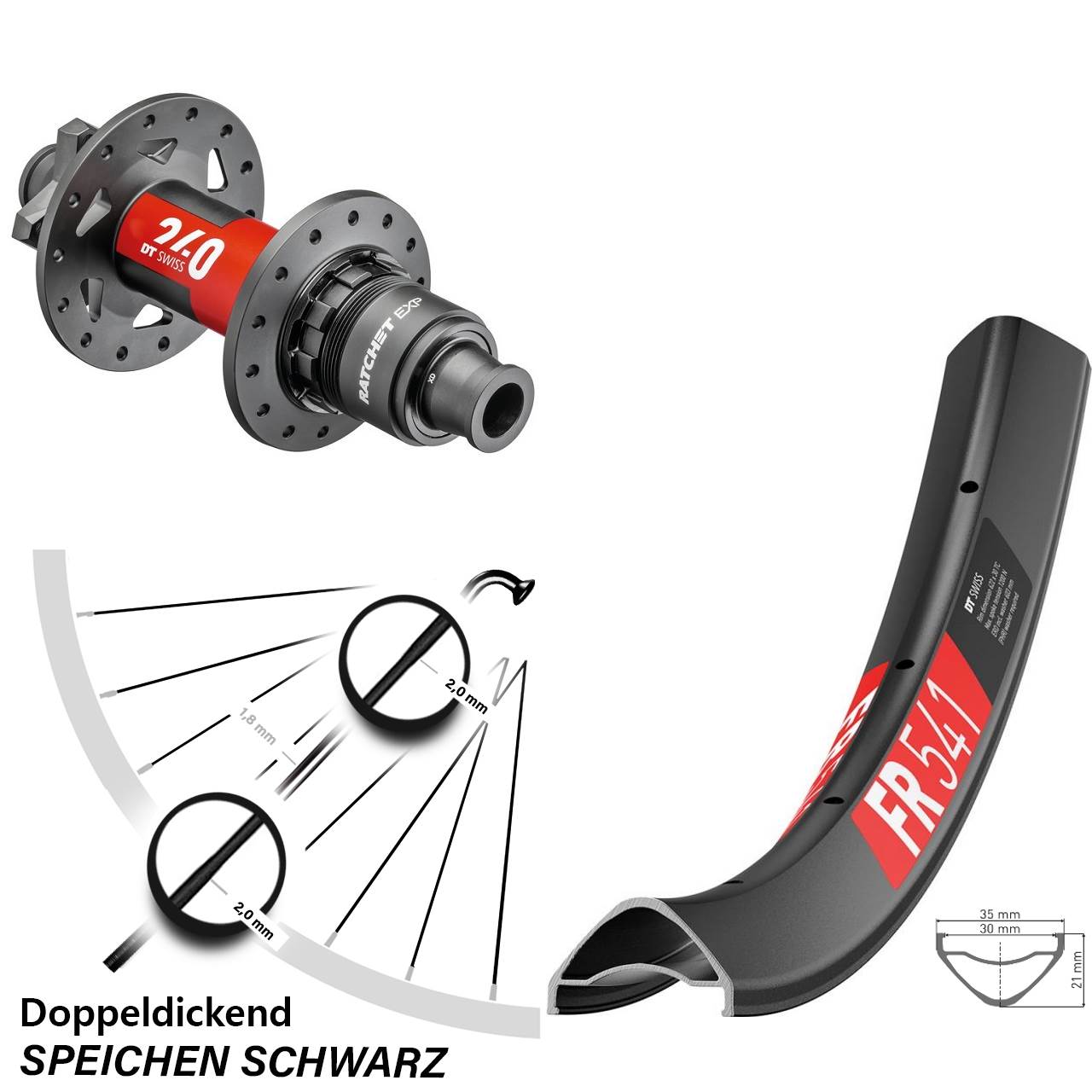 Hinterrad 29 Zoll 12x148 mm FR 541 DT Swiss 240 EXP Sram XD Boost 6-Loch