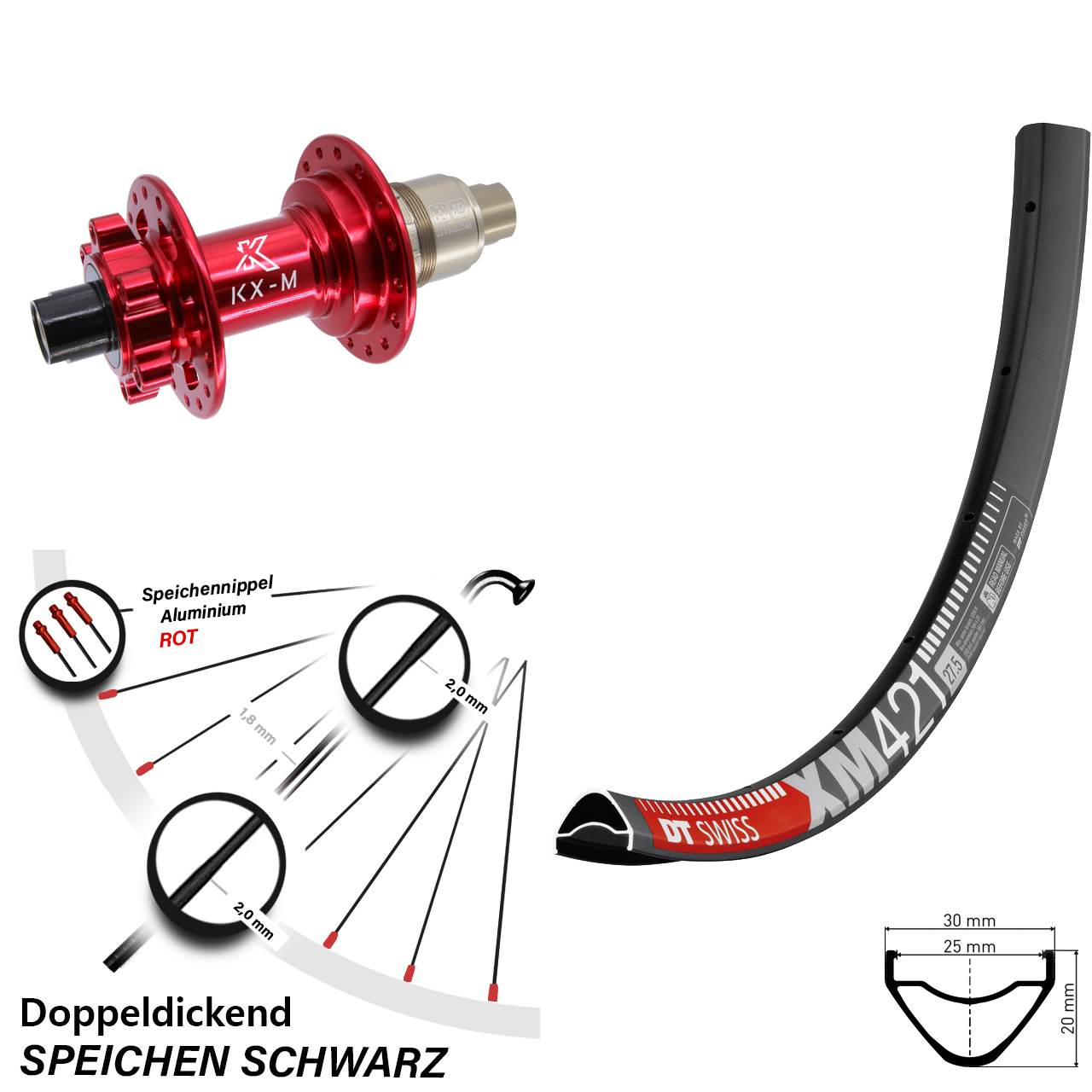 28 Zoll Hinterrad DT Swiss XM 421 KX-M XD 12x142