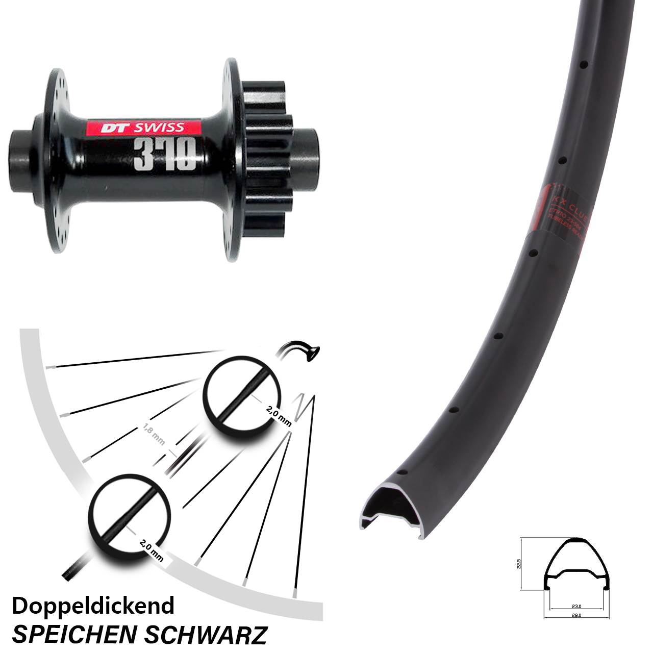 Disc Vorderrad 27,5 Zoll KX Clue DT Swiss 370 12x100