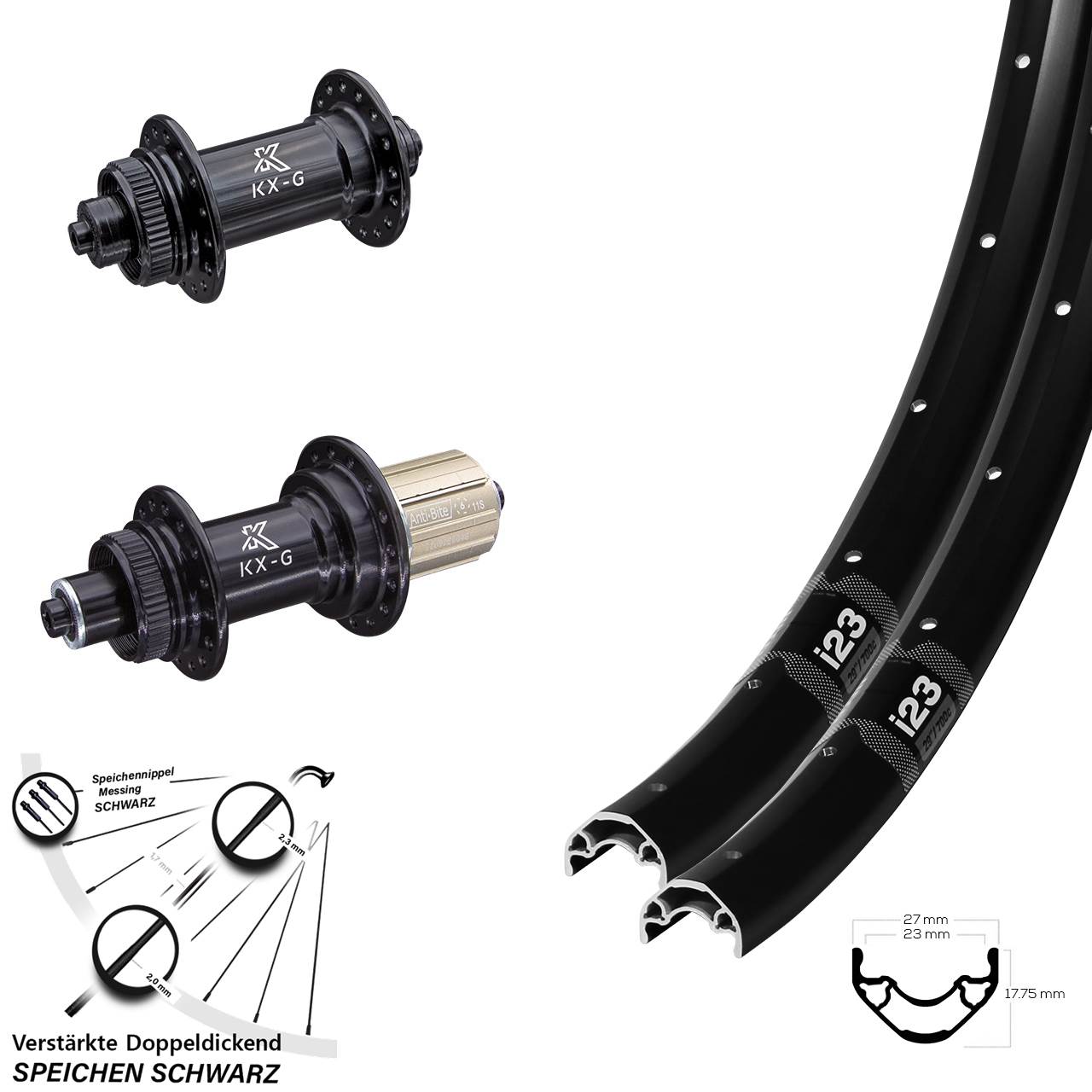 28-29 Zoll WTB i23 ST KX-G Laufradsatz Centerlock für Schnellspanner 8-12 fach HG