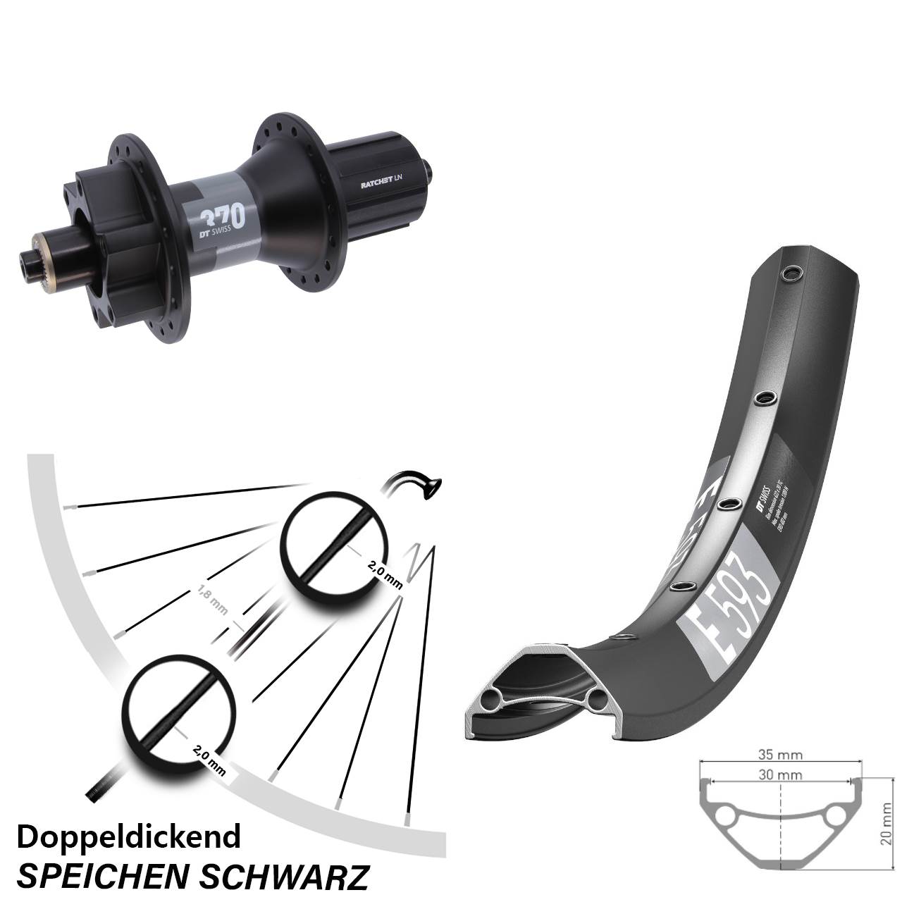 Disc Hinterrad 29 Zoll DT Swiss E593 370 8-11 fach HG QR Boost