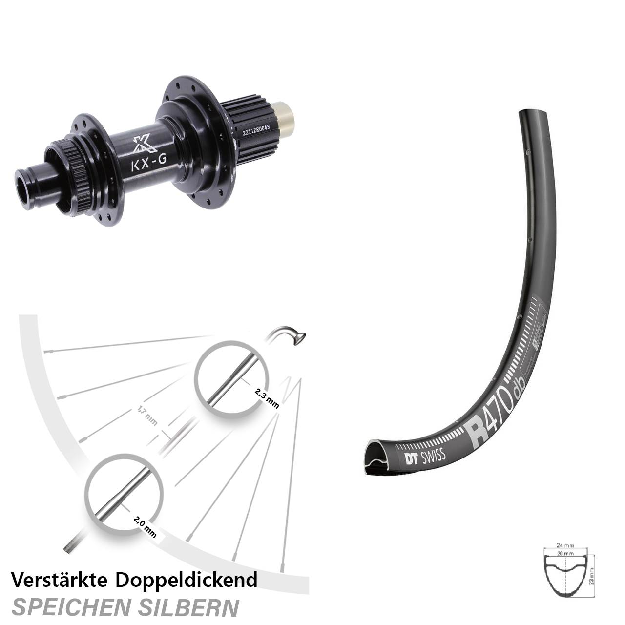 Centerlock Hinterrad 28 Zoll DT Swiss R 470 KX-G Micro Spline 12x142