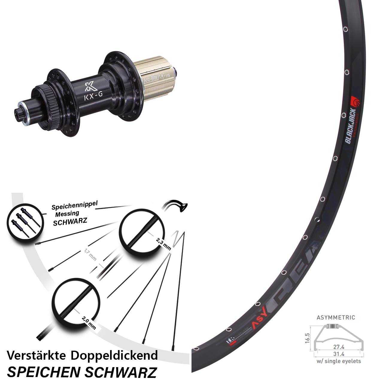 Rodi Ready 27 KX-G 650B Centerlock Hinterrad QR 8-12 fach HG