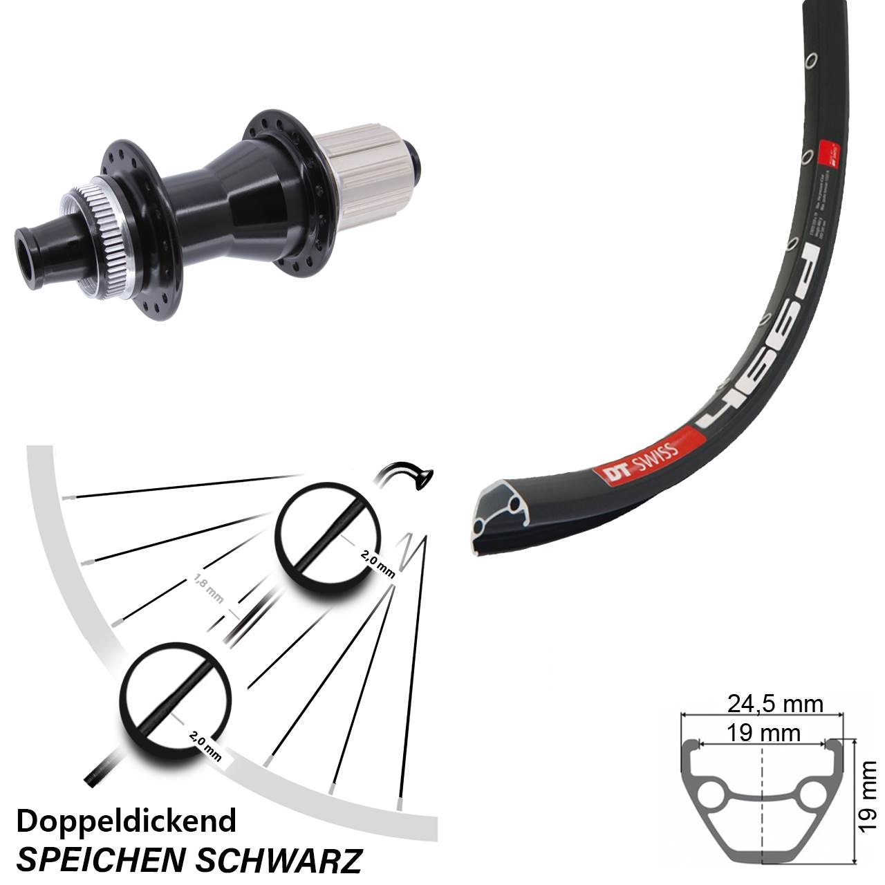 Centerlock Hinterrad 12x142 28 Zoll DT Swiss 466 Novatec CL-142 8-12 fach
