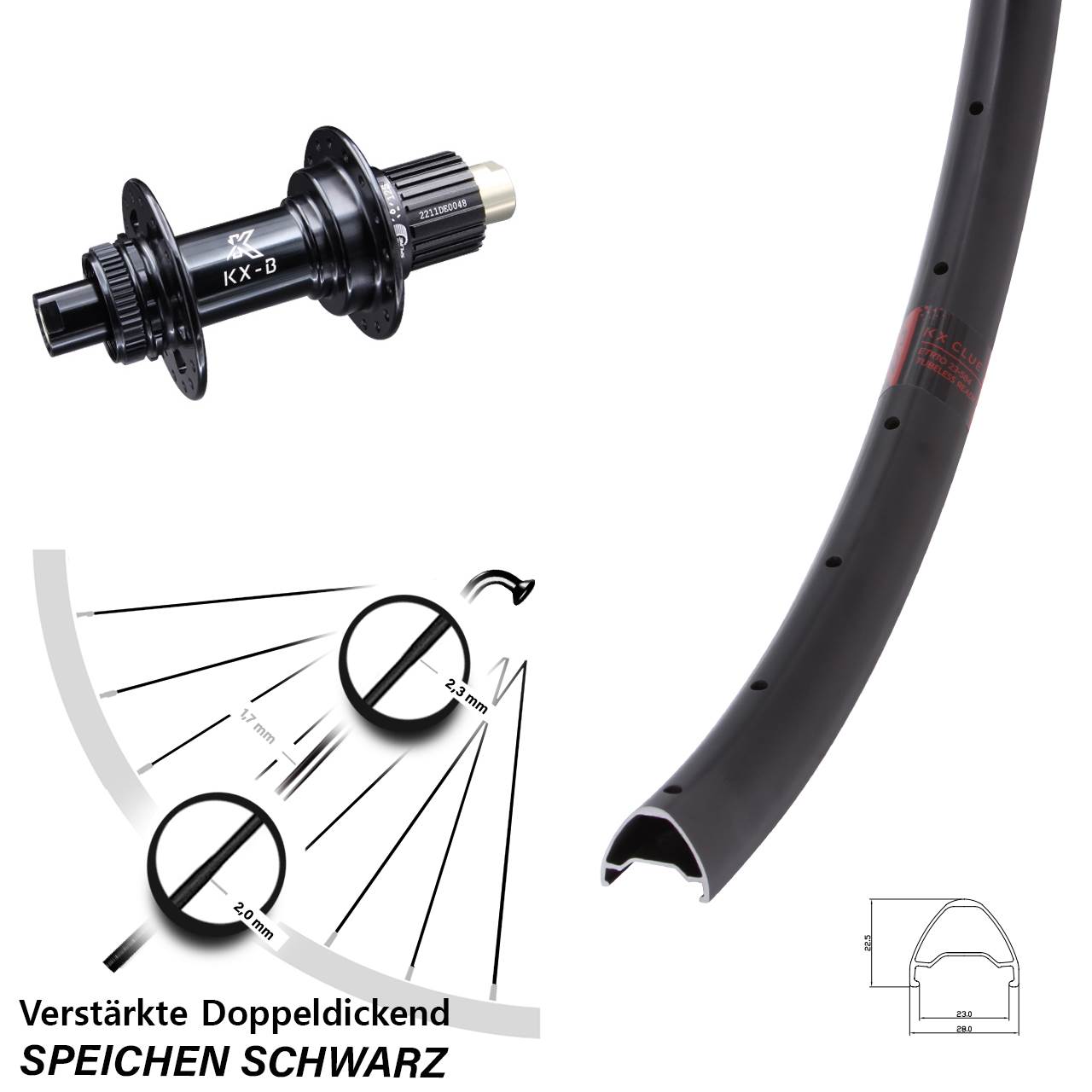 KX-B Clue 650B Disc Hinterrad 12x148 Boost Micro Spline