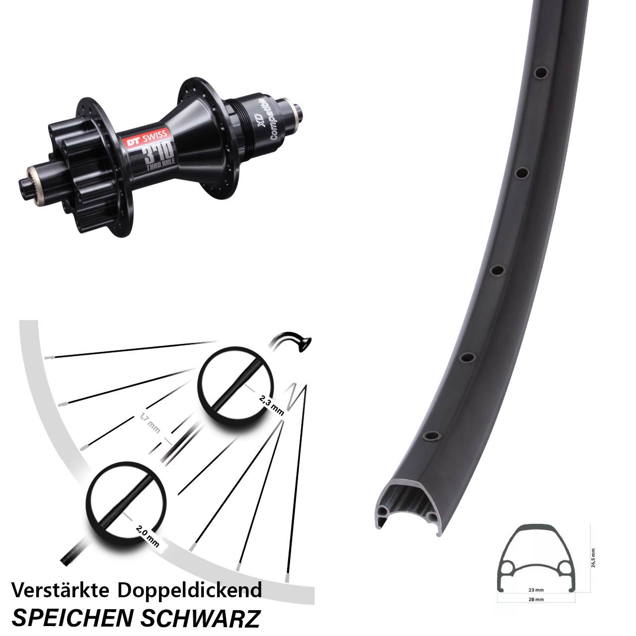 Disc Laufrad QR 28 Zoll Ambrosio Sport DT Swiss 370 XD 11-12 fach