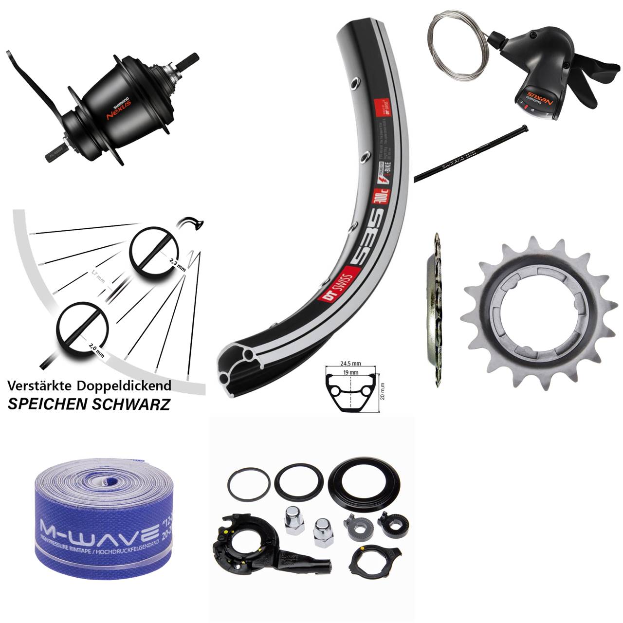 DT Swiss 535 Hinterrad 28 Zoll Shimano Nexus SG-C3001 7-Gang Rücktritt schwarz