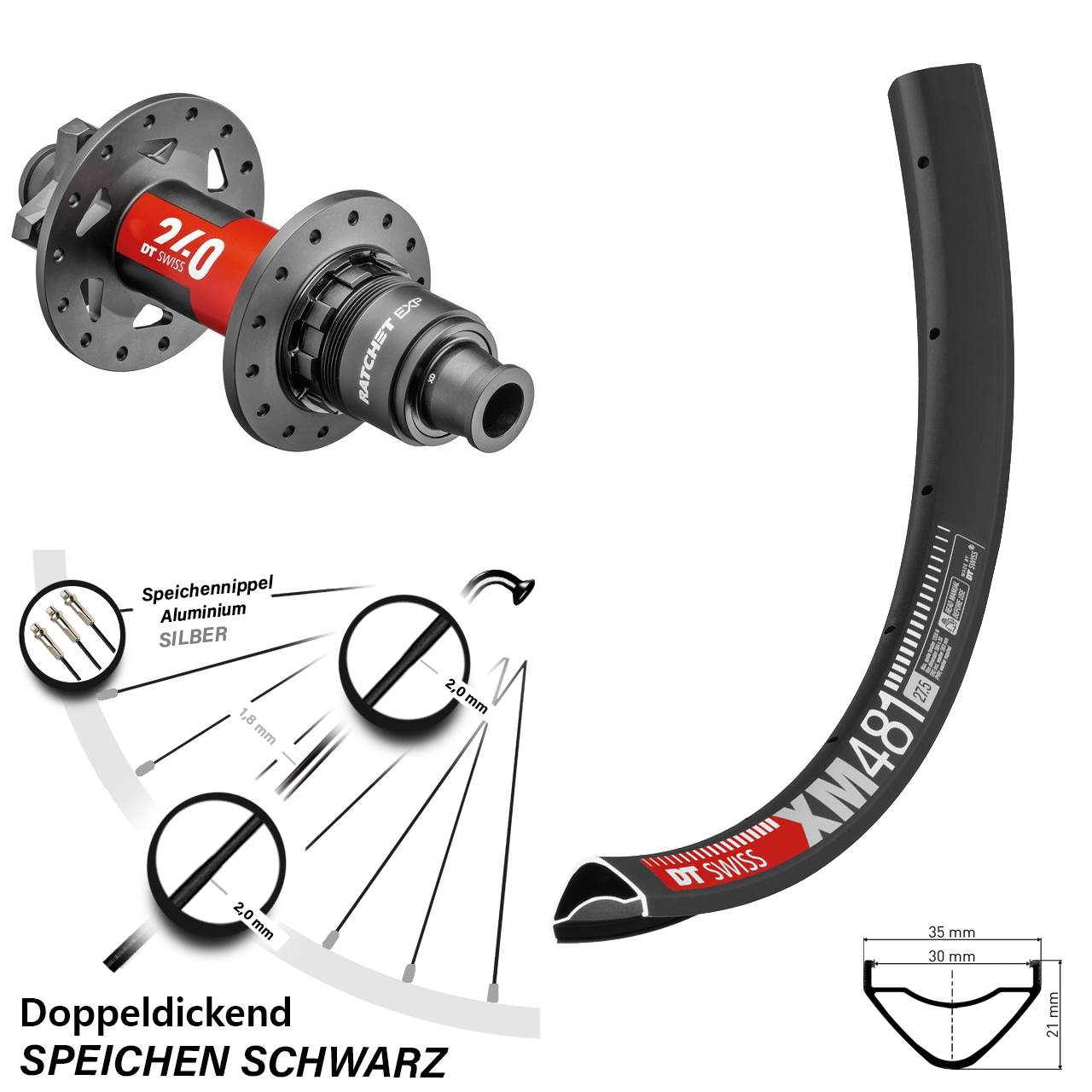 Hinterrad 6-Loch 27,5 Zoll DT Swiss XM481-240 XD 12x148