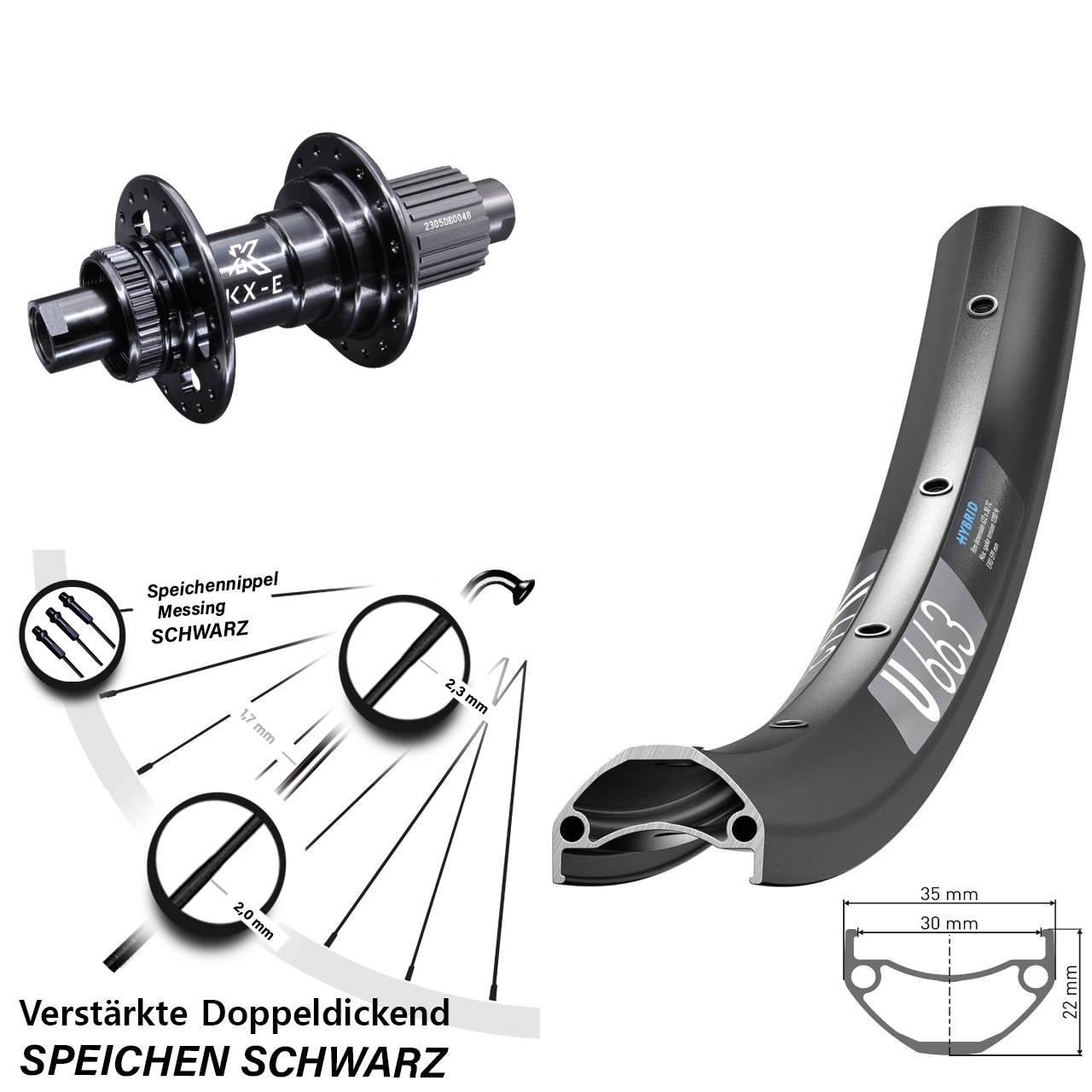 DT Swiss U 663 KX-E Stahlfreilauf 29 Zoll Centerlock Hinterrad 12x142 Micro Spline