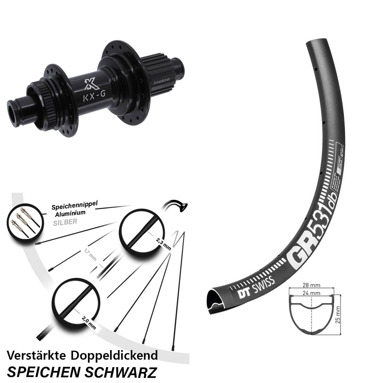 DT Swiss GR531 KX-GS Heavy Duty 27,5 Zoll Hinterrad Centerlock 12x142 Shimano Micro Spline