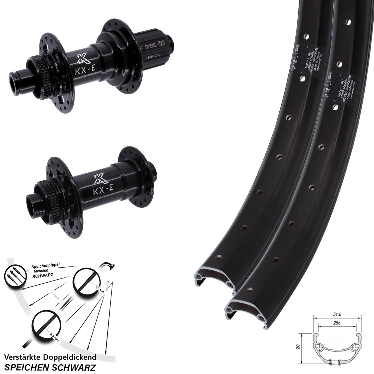 Mach1 Kargo KX-E Heavy Duty 20 Zoll Centerlock Laufradsatz 15x110 12x148 8-12 fach HG