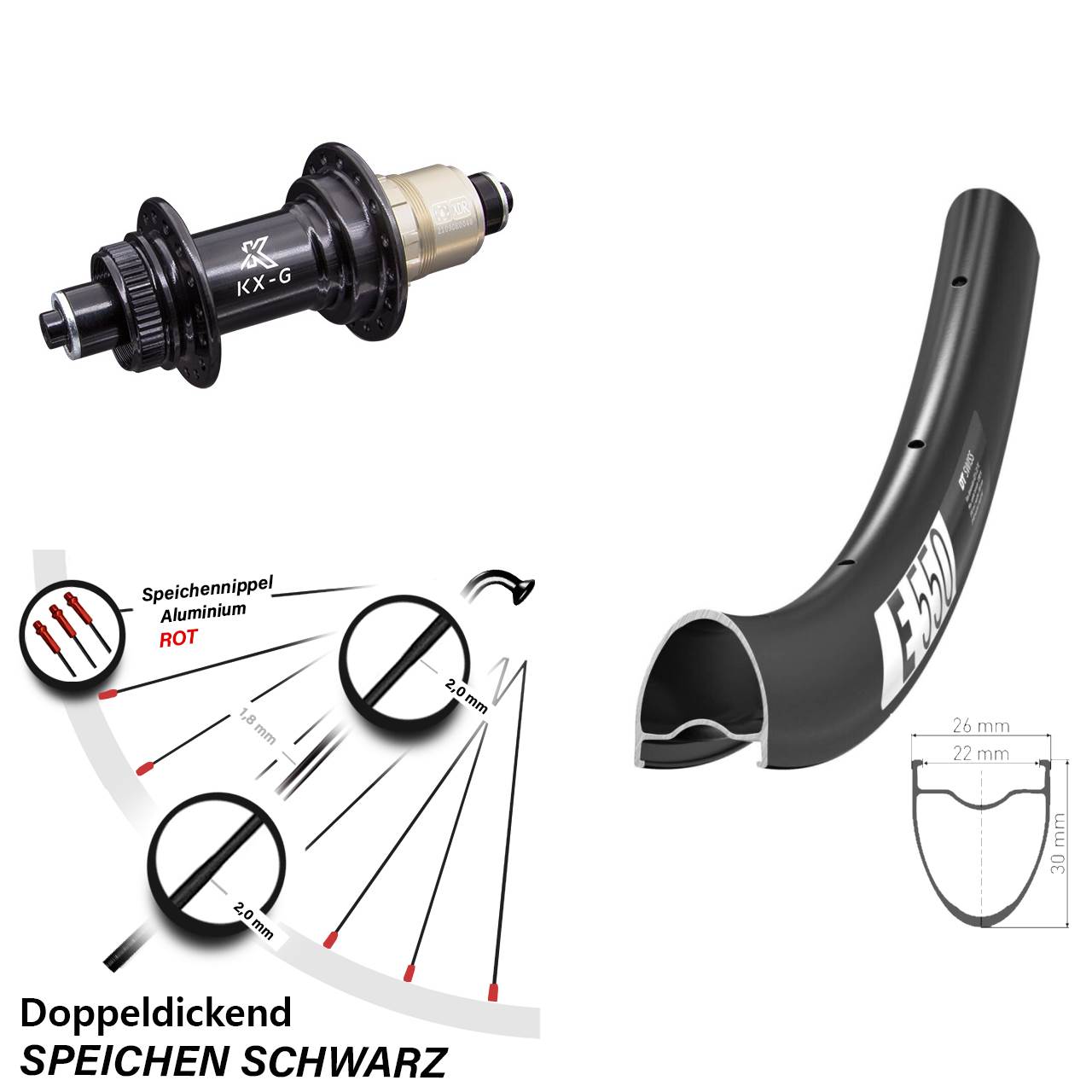 28 Zoll DT Swiss E 550 KX-G XD-R Centerlock Hinterrad QR