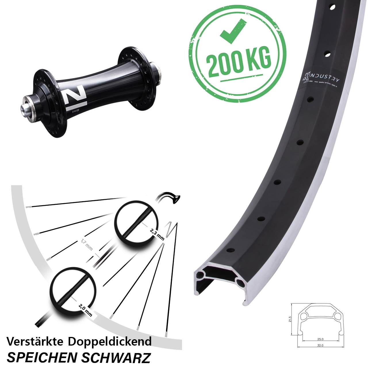 Vorderrad für Schnellspanner 26 Zoll KX Industry Novatec