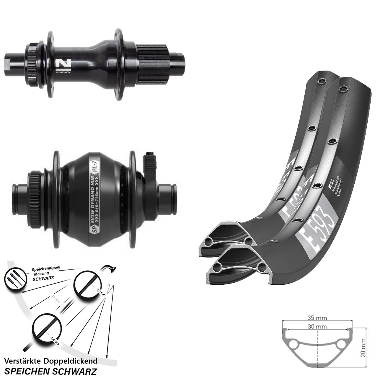 27,5 Zoll DT Swiss E593 Novatec D792 SP PL-7 Laufradsatz Disc 12x100/142 Micro Spline