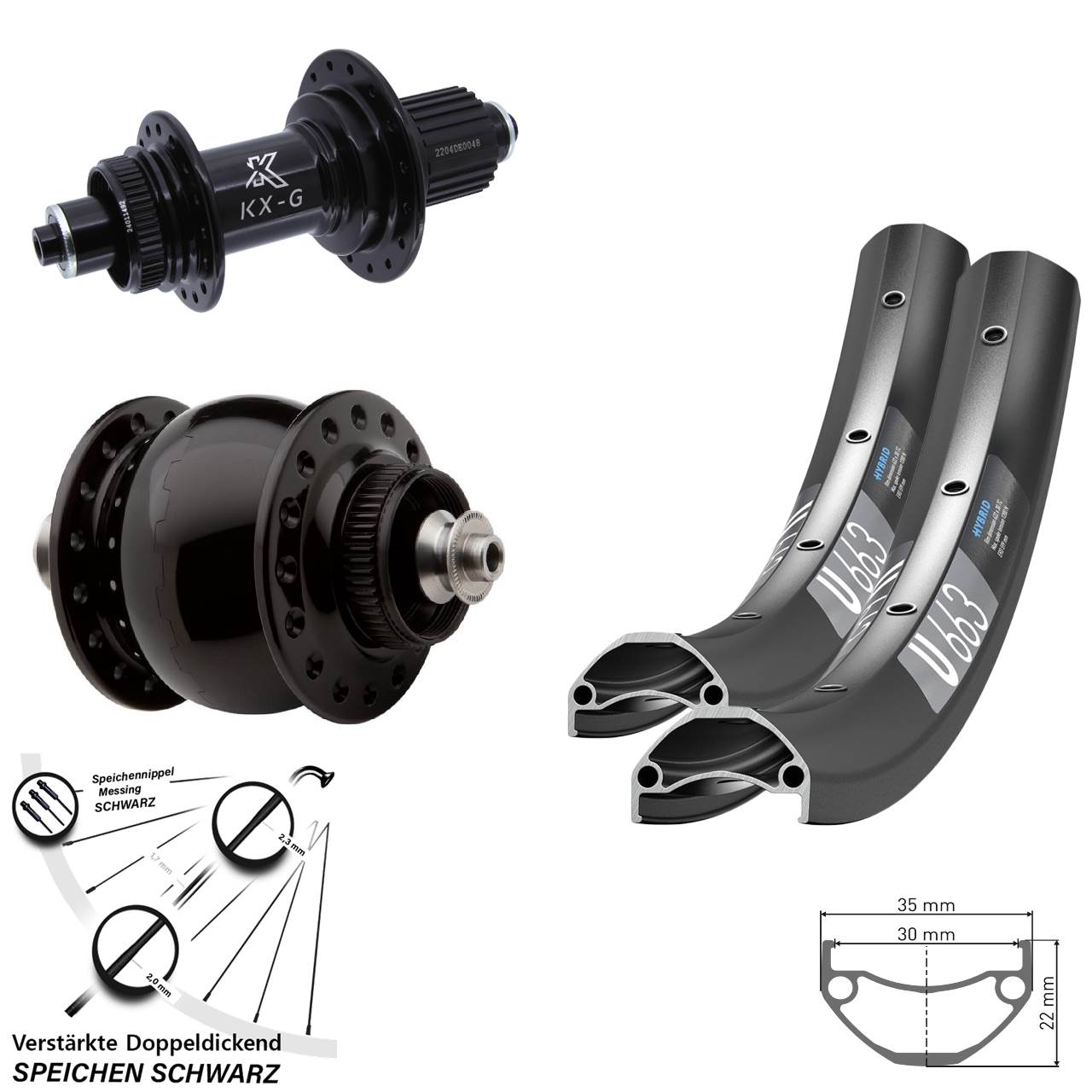 Laufradsatz Disc 26 Zoll DT Swiss U663 KX-GS Heavy Duty SON 28 Shimano Micro Spline QR