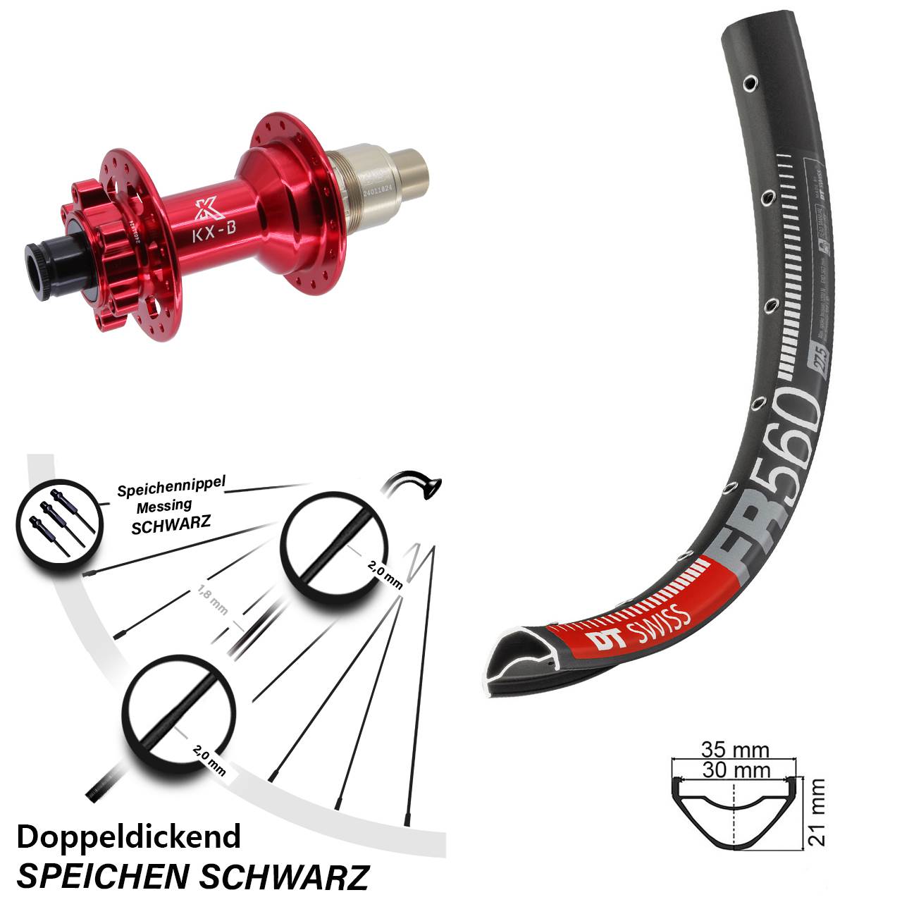 Disc Hinterrad 26 Zoll DT Swiss FR 560 KX-B rot SRAM XD 12x148