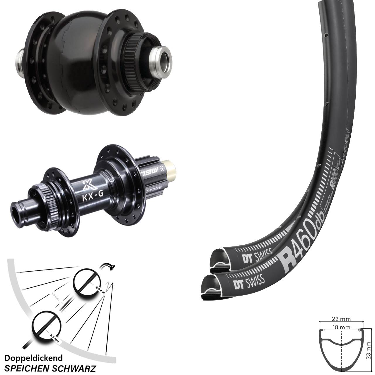Disc Laufradsatz 28 Zoll DT Swiss R460 KX-G Steckachse SONdelux Campa N3W 12x100/142