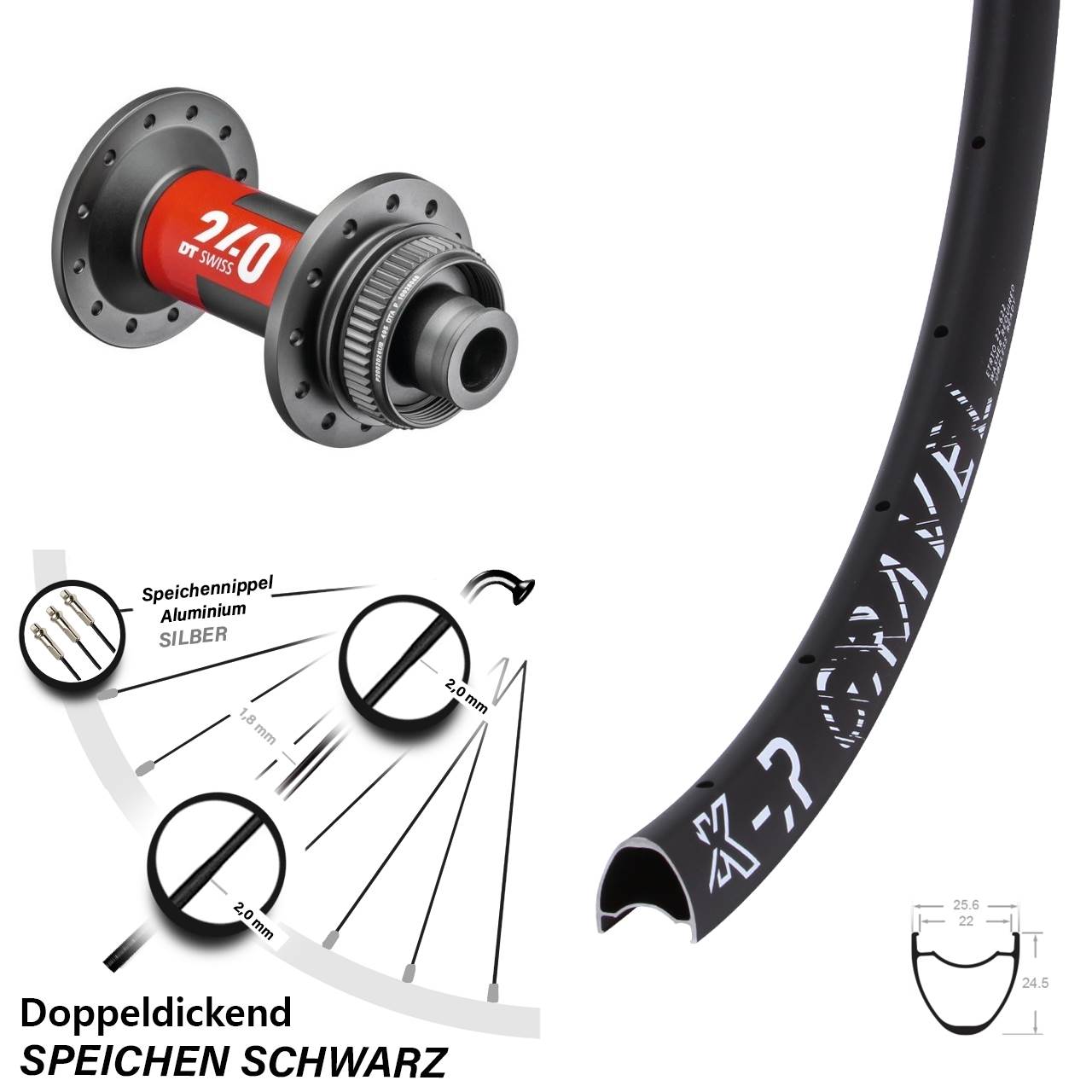 28-29 Zoll KX-R Gravel DT Swiss 240 Road 12x100 Vorderrad