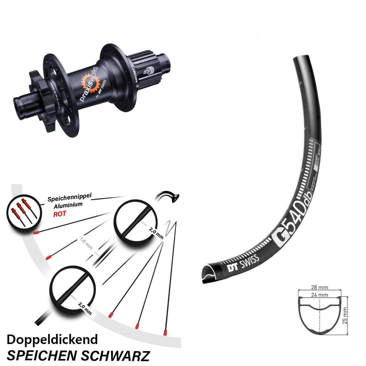 29 Zoll DT Swiss G540-350 Disc Laufrad 12x142 Micro Spline