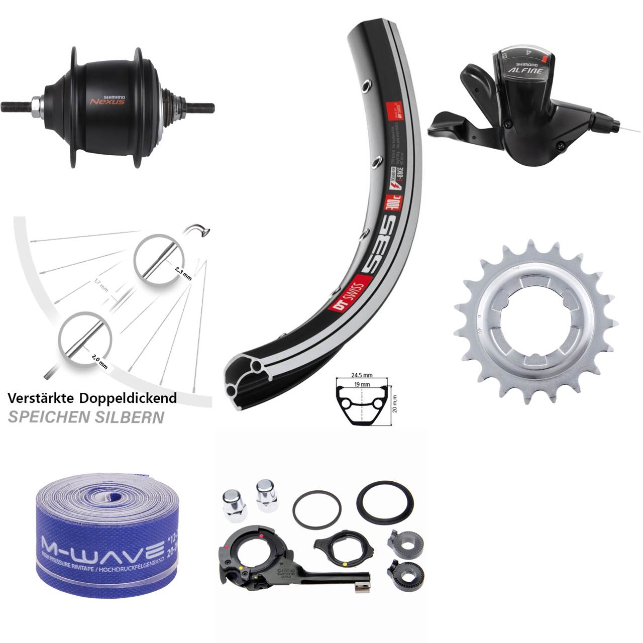 DT Swiss 535 Shimano Nexus 8-Gang Premium 28 Zoll Hinterrad