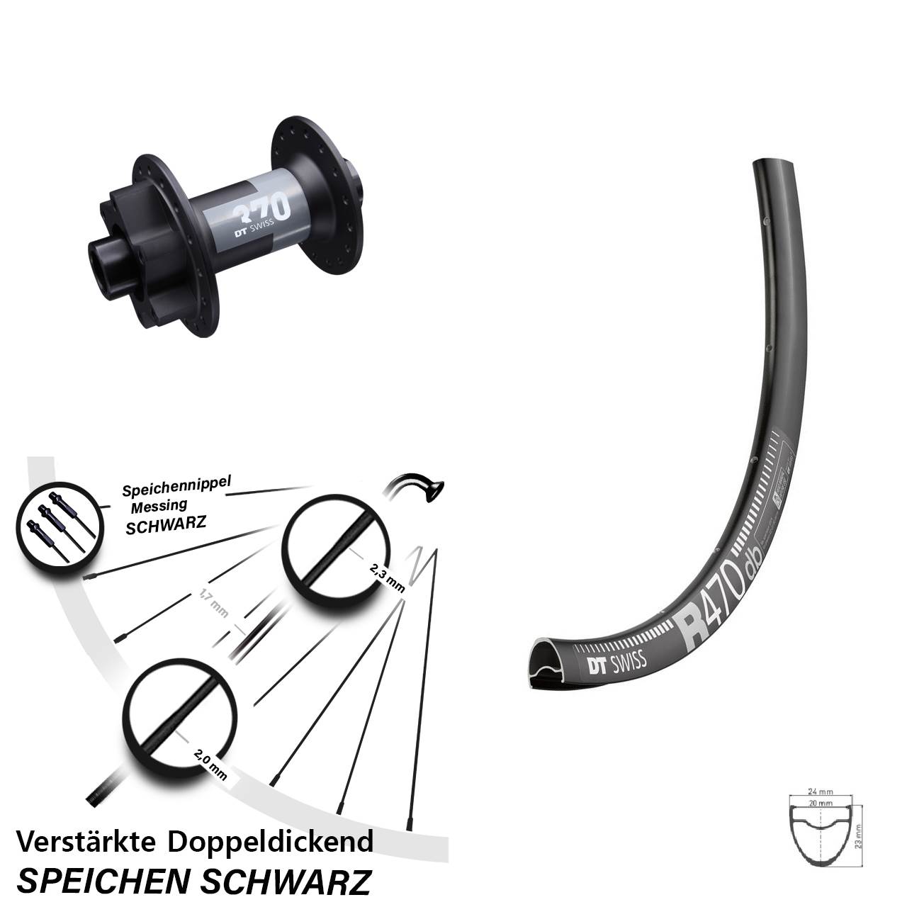 6-Loch Vorderrad 28 Zoll DT Swiss R470-370 12x100